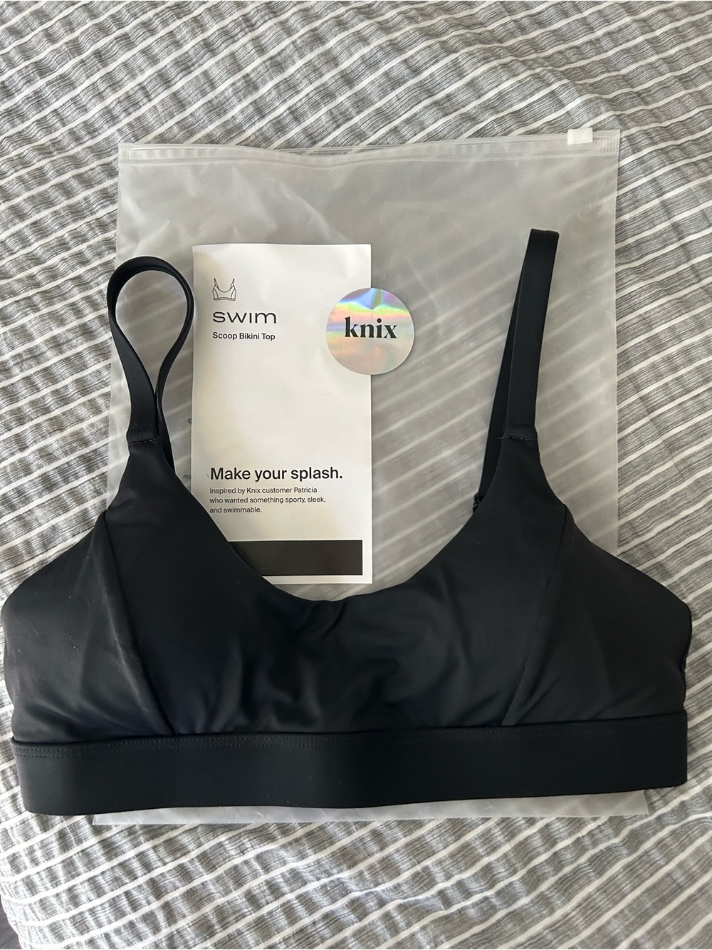 knix Black Scoop Bikini Top NWOT